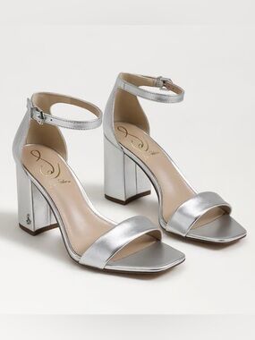 NWT Sam Edelman Silver Metallic Daniella Block Heel Sandals